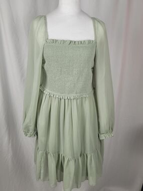 Aritzia Wilfred Tempest Mini Dress - Sage Green Chiffon - Size Medium